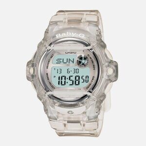 Casio Baby G Womans Watch Transparent With White Dial Digital BG169R-7BMTN New